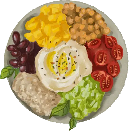 plate with beans and salad